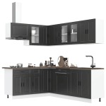 vidaXL Set dulap de bucătărie 11 piese „Porto” lemn negru prelucrat