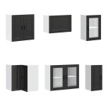 vidaXL Set dulap de bucătărie 11 piese „Porto” lemn negru prelucrat