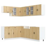 vidaXL Set dulap de bucătărie din 11 piese „Porto” lemn stejar Sonoma vidaXL Set dulap de bucătărie din 11 piese „Porto” lemn stejar Sonoma