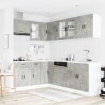 vidaXL Set dulapuri de bucătărie 11 piese „Porto” gri beton Lemn vidaXL Set dulapuri de bucătărie 11 piese „Porto” gri beton Lemn