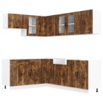 vidaXL Set dulap de bucătărie din 11 piese „Porto” stejar afumat Lemn vidaXL Set dulap de bucătărie din 11 piese „Porto” stejar afumat Lemn