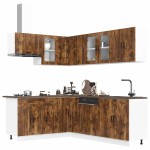 vidaXL Set dulap de bucătărie din 11 piese „Porto” stejar afumat Lemn vidaXL Set dulap de bucătărie din 11 piese „Porto” stejar afumat Lemn