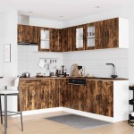 vidaXL Set dulap de bucătărie din 11 piese „Porto” stejar afumat Lemn vidaXL Set dulap de bucătărie din 11 piese „Porto” stejar afumat Lemn