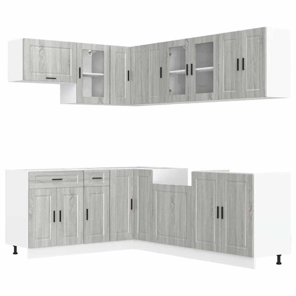 vidaXL Set de dulapuri de bucătărie 11 piese „Porto” lemn Sonoma gri