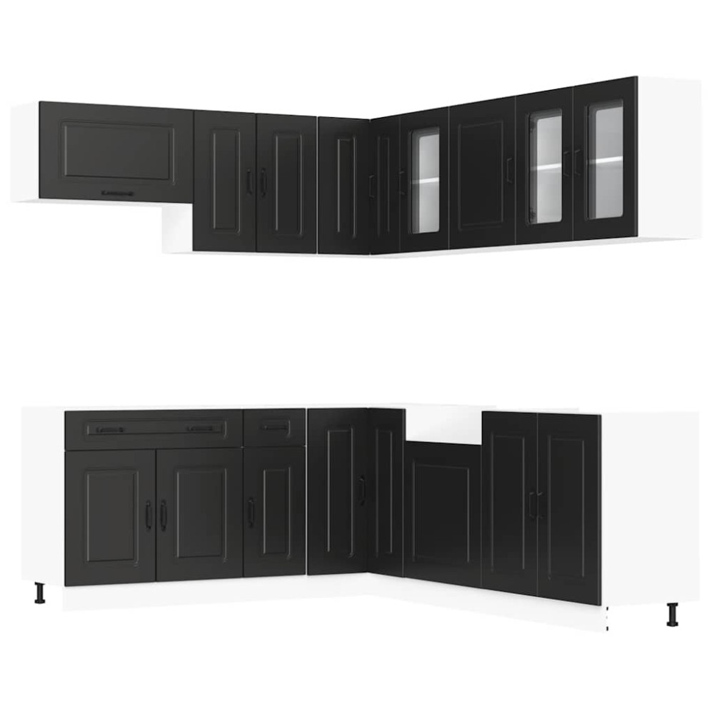 vidaXL Set dulap de bucătărie 11 piese „Kalmar” lemn negru prelucrat
