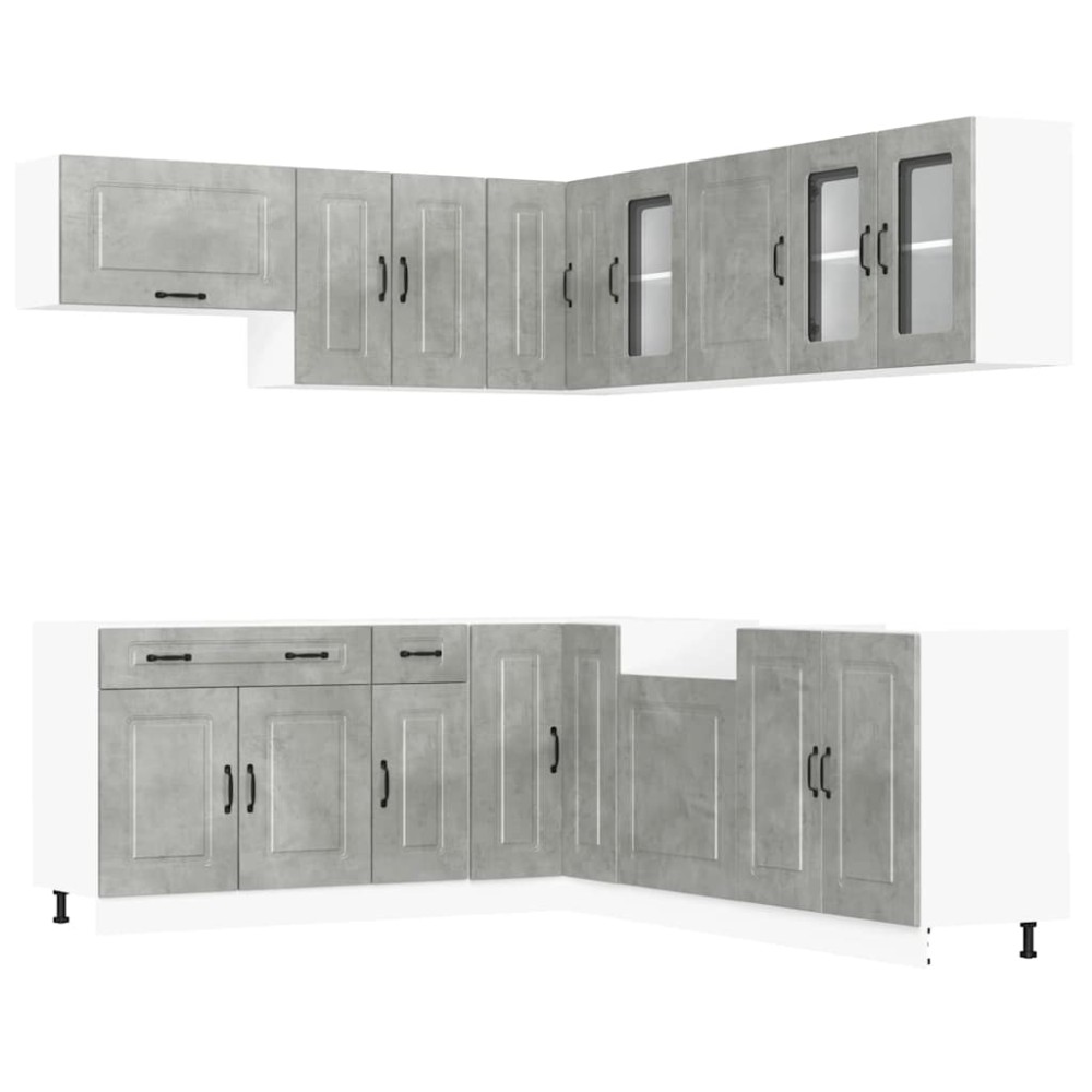 vidaXL Set dulapuri de bucătărie 11 piese „Kalmar” gri beton Lemn