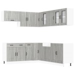 vidaXL Set de dulapuri de bucătărie 11 piese „Kalmar” lemn Sonoma gri vidaXL Set de dulapuri de bucătărie 11 piese „Kalmar” lemn Sonoma gri