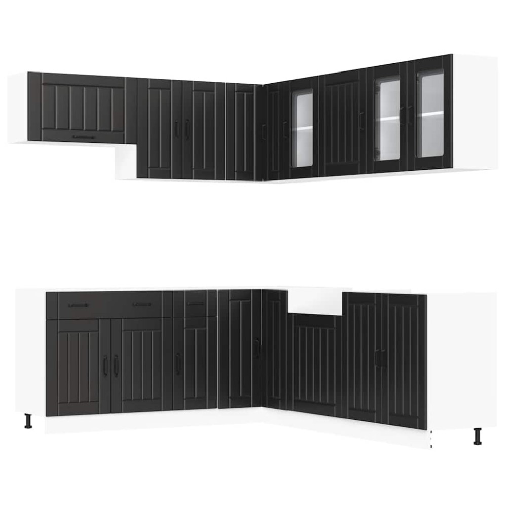vidaXL Set dulap de bucătărie 11 piese „Lucca” lemn negru prelucrat