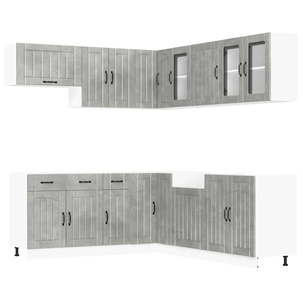 vidaXL Set dulapuri de bucătărie 11 piese „Lucca” gri beton Lemn