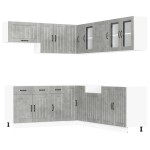 vidaXL Set dulapuri de bucătărie 11 piese „Lucca” gri beton Lemn vidaXL Set dulapuri de bucătărie 11 piese „Lucca” gri beton Lemn