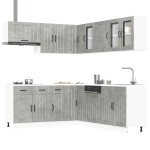 vidaXL Set dulapuri de bucătărie 11 piese „Lucca” gri beton Lemn vidaXL Set dulapuri de bucătărie 11 piese „Lucca” gri beton Lemn