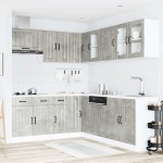vidaXL Set dulapuri de bucătărie 11 piese „Lucca” gri beton Lemn vidaXL Set dulapuri de bucătărie 11 piese „Lucca” gri beton Lemn