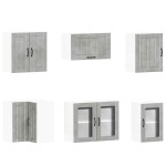 vidaXL Set dulapuri de bucătărie 11 piese „Lucca” gri beton Lemn vidaXL Set dulapuri de bucătărie 11 piese „Lucca” gri beton Lemn