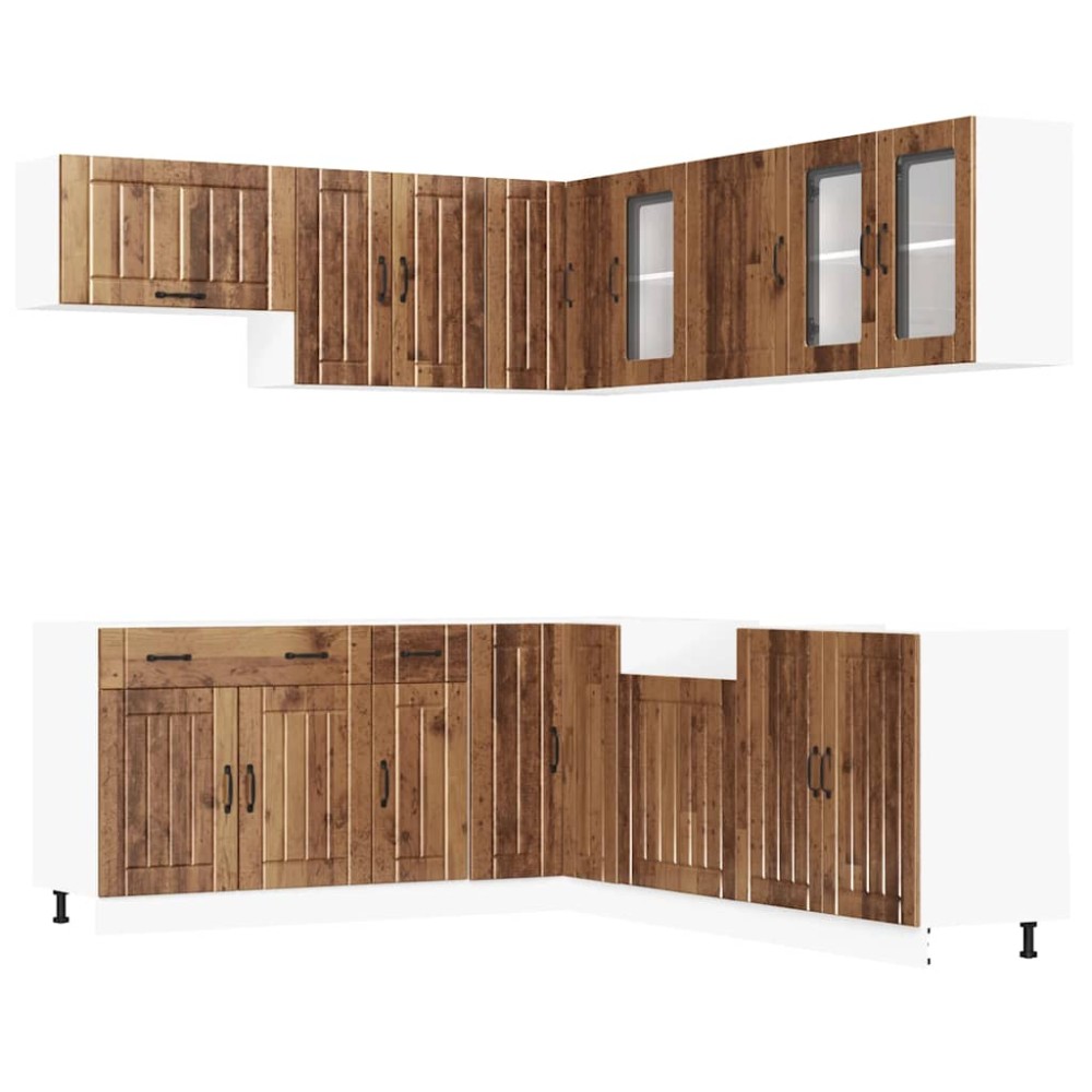 vidaXL Set de dulapuri de bucătărie 11 piese „Lucca” Lemn vechi lemn