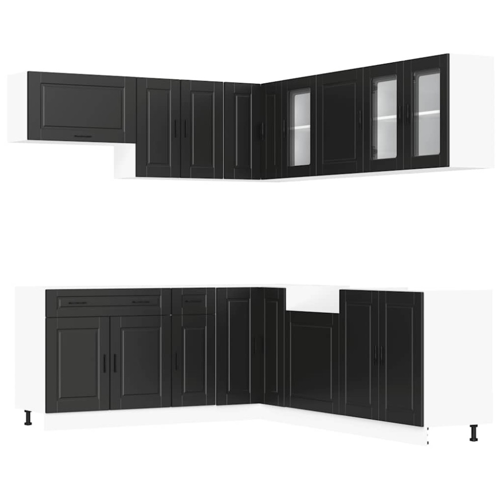 vidaXL Set dulap de bucătărie 11 piese „Porto” lemn negru prelucrat