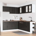 vidaXL Set dulap de bucătărie 11 piese „Porto” lemn negru prelucrat vidaXL Set dulap de bucătărie 11 piese „Porto” lemn negru prelucrat