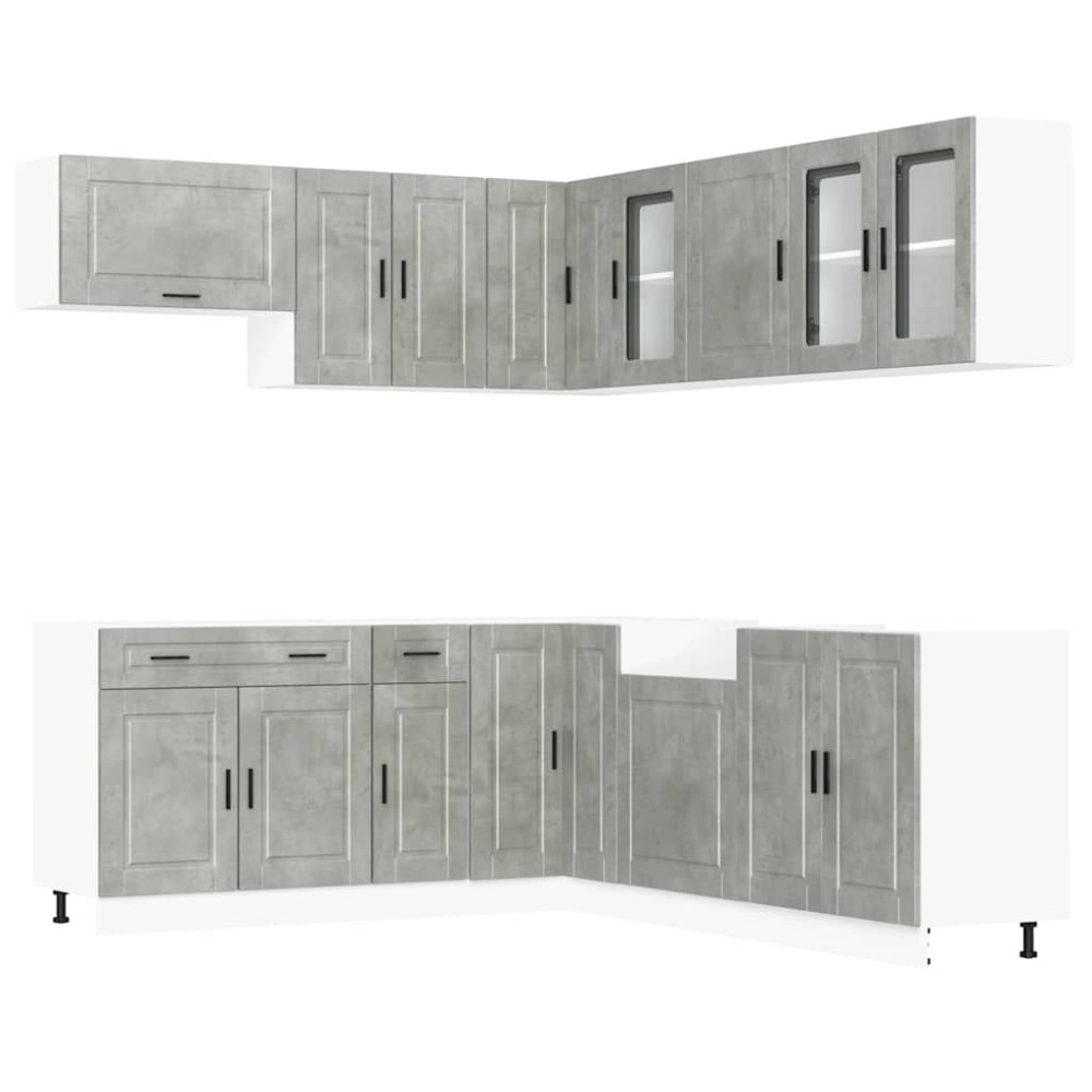 vidaXL Set dulapuri de bucătărie 11 piese „Porto” gri beton Lemn