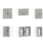 vidaXL Set dulapuri de bucătărie 11 piese „Porto” gri beton Lemn vidaXL Set dulapuri de bucătărie 11 piese „Porto” gri beton Lemn