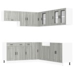 vidaXL Set de dulapuri de bucătărie 11 piese „Porto” lemn Sonoma gri