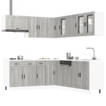 vidaXL Set de dulapuri de bucătărie 11 piese „Porto” lemn Sonoma gri