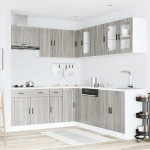 vidaXL Set de dulapuri de bucătărie 11 piese „Porto” lemn Sonoma gri