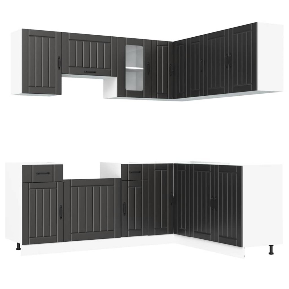 vidaXL Set dulap de bucătărie 11 piese „Kalmar” lemn negru prelucrat