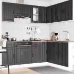 vidaXL Set dulap de bucătărie 11 piese „Kalmar” lemn negru prelucrat vidaXL Set dulap de bucătărie 11 piese „Kalmar” lemn negru prelucrat