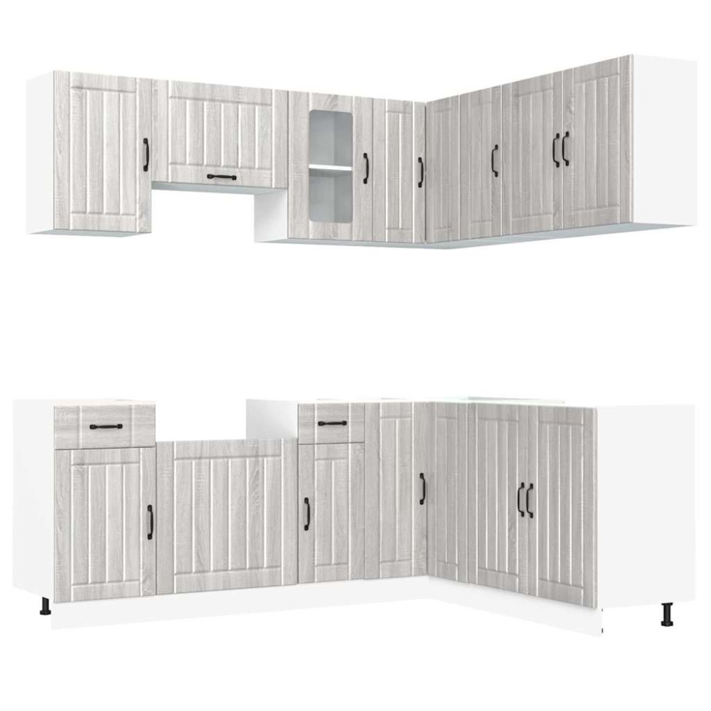 vidaXL Set de dulapuri de bucătărie 11 piese „Kalmar” lemn Sonoma gri