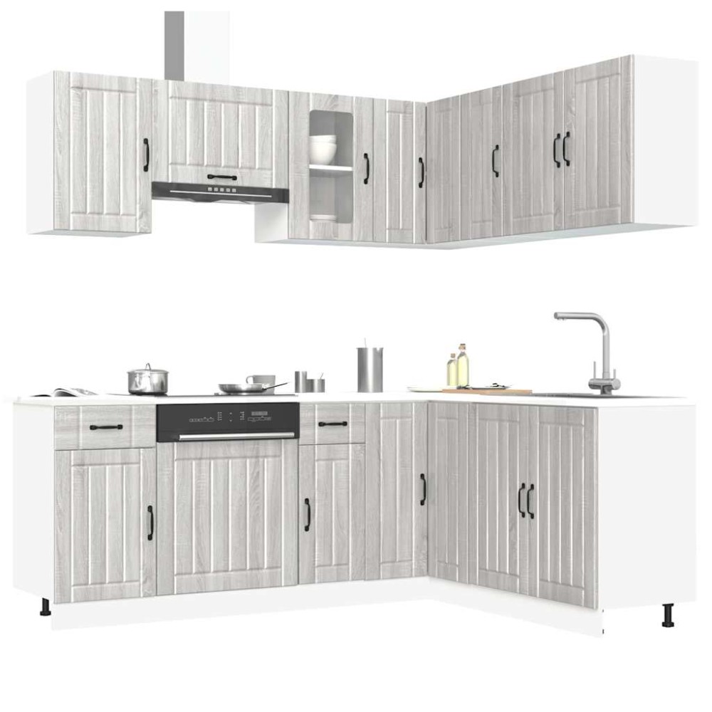 vidaXL Set de dulapuri de bucătărie 11 piese „Kalmar” lemn Sonoma gri