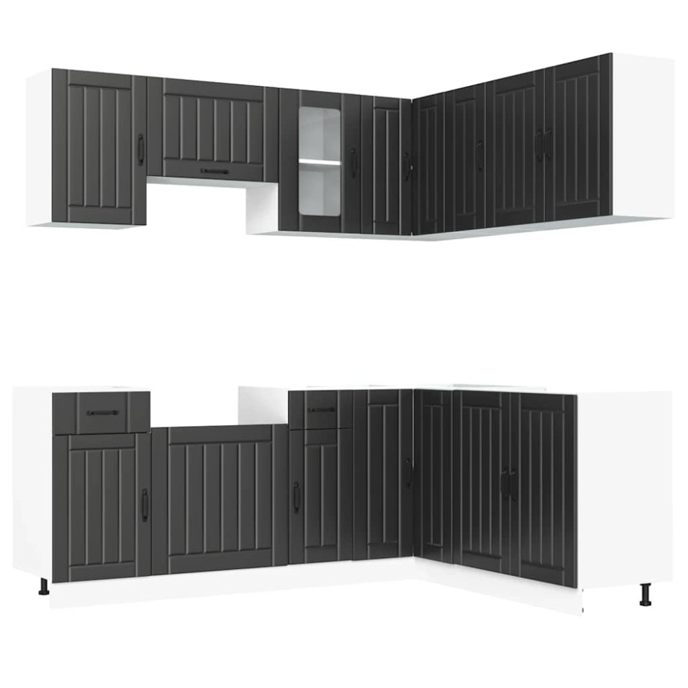 vidaXL Set dulap de bucătărie 11 piese „Lucca” lemn negru prelucrat