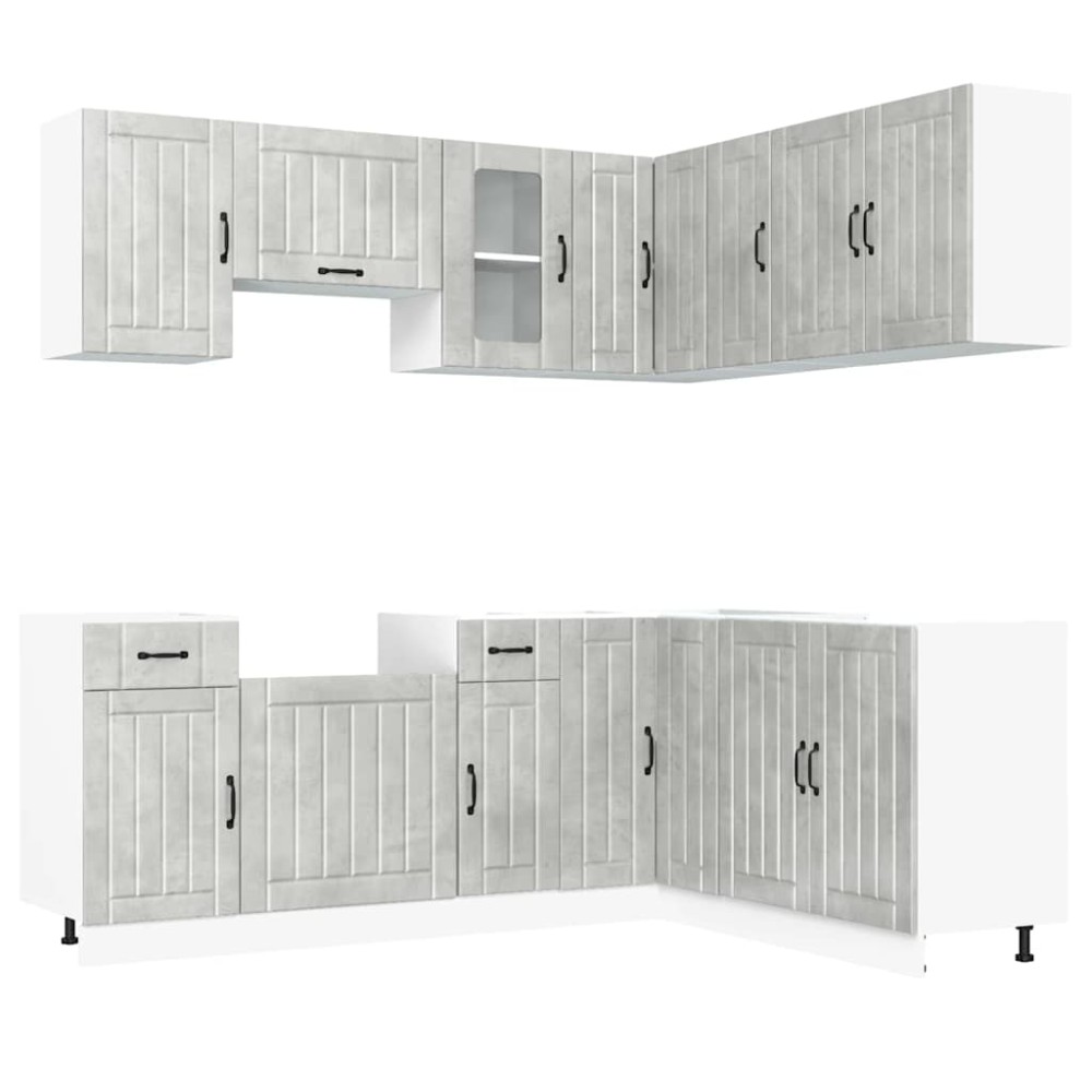 vidaXL Set dulapuri de bucătărie 11 piese „Lucca” gri beton Lemn