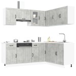 vidaXL Set dulapuri de bucătărie 11 piese „Lucca” gri beton Lemn vidaXL Set dulapuri de bucătărie 11 piese „Lucca” gri beton Lemn