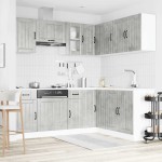 vidaXL Set dulapuri de bucătărie 11 piese „Lucca” gri beton Lemn vidaXL Set dulapuri de bucătărie 11 piese „Lucca” gri beton Lemn