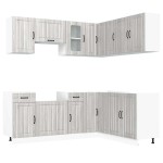 vidaXL Set de dulapuri de bucătărie 11 piese „Lucca” lemn Sonoma gri