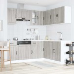 vidaXL Set de dulapuri de bucătărie 11 piese „Lucca” lemn Sonoma gri