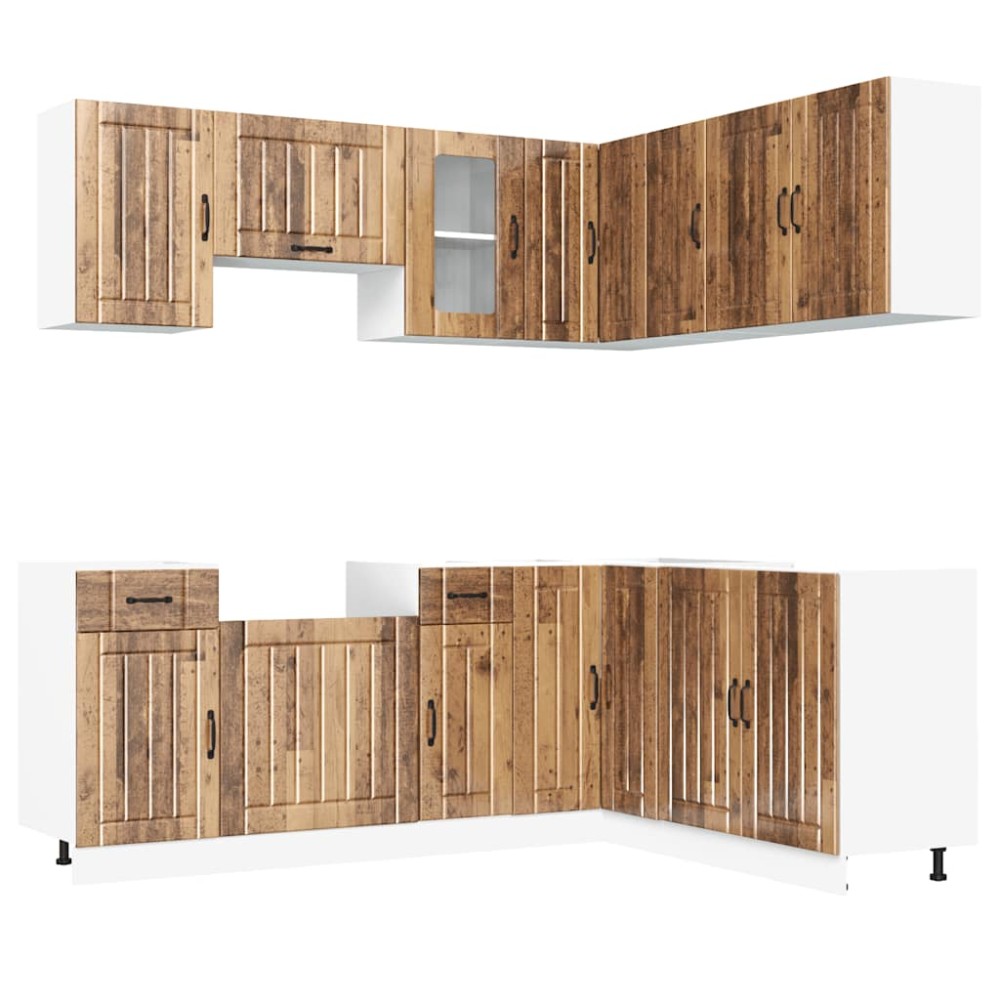 vidaXL Set de dulapuri de bucătărie 11 piese „Lucca” Lemn vechi lemn