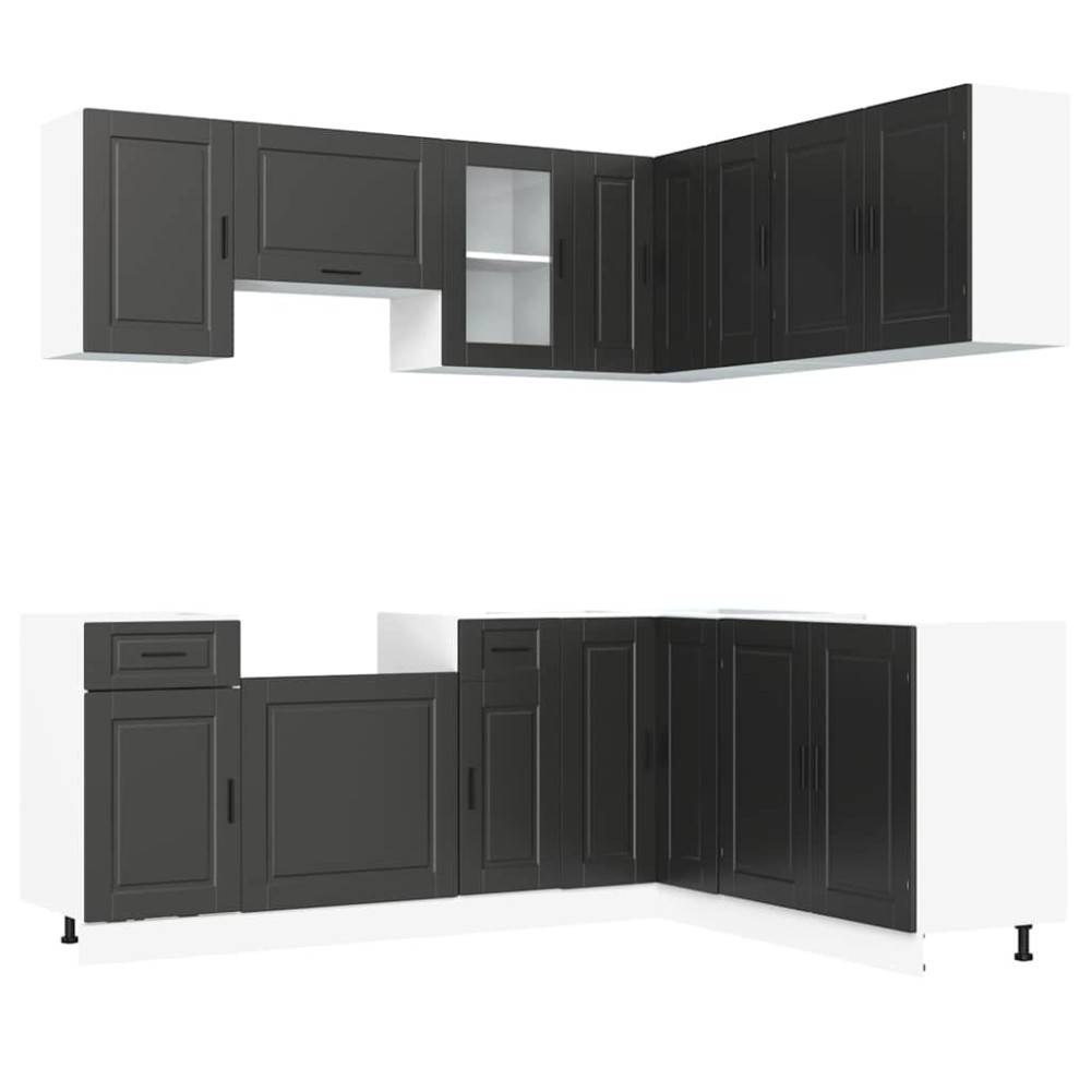 vidaXL Set dulap de bucătărie 11 piese „Porto” lemn negru prelucrat
