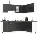 vidaXL Set dulap de bucătărie 11 piese „Porto” lemn negru prelucrat vidaXL Set dulap de bucătărie 11 piese „Porto” lemn negru prelucrat