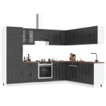 vidaXL Set dulap de bucătărie 14 piese „Kalmar” lemn negru prelucrat vidaXL Set dulap de bucătărie 14 piese „Kalmar” lemn negru prelucrat