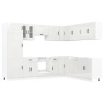 vidaXL Set dulap de bucătărie 14 piese „Kalmar” alb lucios Lemn vidaXL Set dulap de bucătărie 14 piese „Kalmar” alb lucios Lemn