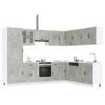 vidaXL Set dulapuri de bucătărie 14 piese „Kalmar” gri beton Lemn vidaXL Set dulapuri de bucătărie 14 piese „Kalmar” gri beton Lemn
