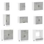 vidaXL Set dulapuri de bucătărie 14 piese „Kalmar” gri beton Lemn vidaXL Set dulapuri de bucătărie 14 piese „Kalmar” gri beton Lemn