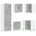 vidaXL Set dulapuri de bucătărie 14 piese „Kalmar” gri beton Lemn vidaXL Set dulapuri de bucătărie 14 piese „Kalmar” gri beton Lemn