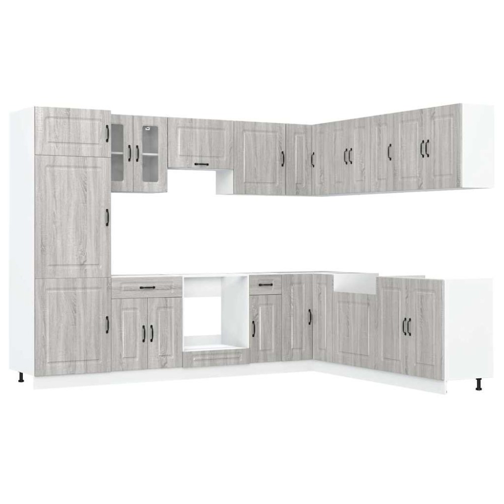 vidaXL Set de dulapuri de bucătărie 14 piese „Kalmar” lemn Sonoma gri