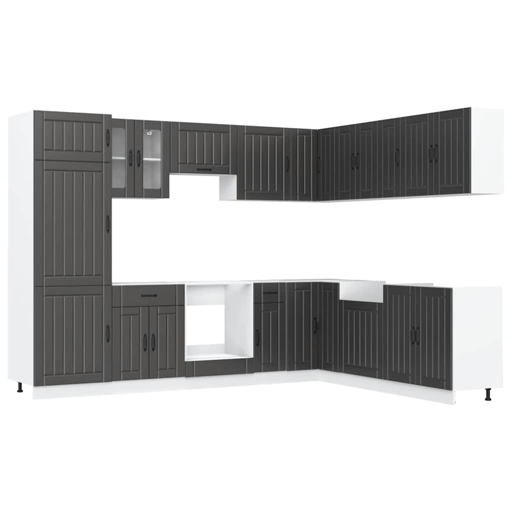vidaXL Set dulap de bucătărie 14 piese „Lucca” lemn negru prelucrat