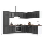 vidaXL Set dulap de bucătărie 14 piese „Lucca” lemn negru prelucrat vidaXL Set dulap de bucătărie 14 piese „Lucca” lemn negru prelucrat