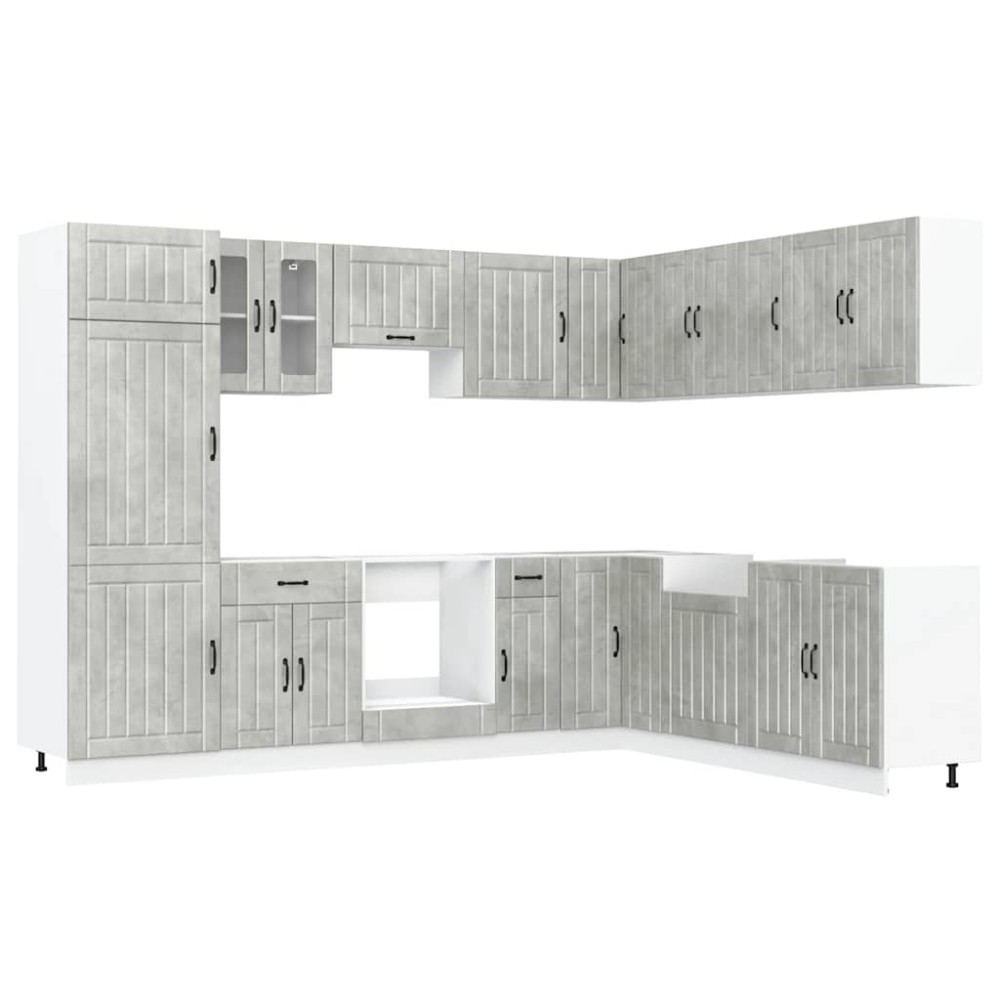 vidaXL Set dulapuri de bucătărie 14 piese „Lucca” gri beton Lemn