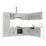 vidaXL Set dulapuri de bucătărie 14 piese „Lucca” gri beton Lemn vidaXL Set dulapuri de bucătărie 14 piese „Lucca” gri beton Lemn