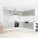 vidaXL Set dulapuri de bucătărie 14 piese „Lucca” gri beton Lemn vidaXL Set dulapuri de bucătărie 14 piese „Lucca” gri beton Lemn