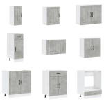 vidaXL Set dulapuri de bucătărie 14 piese „Lucca” gri beton Lemn vidaXL Set dulapuri de bucătărie 14 piese „Lucca” gri beton Lemn